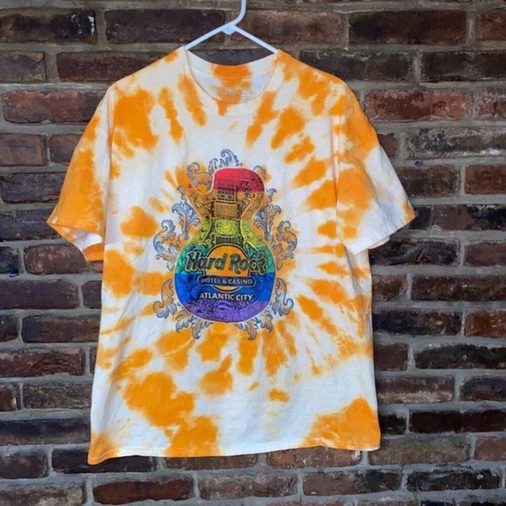 Hard Rock Orange Custom Tie Dye Graphic T-shirt XL